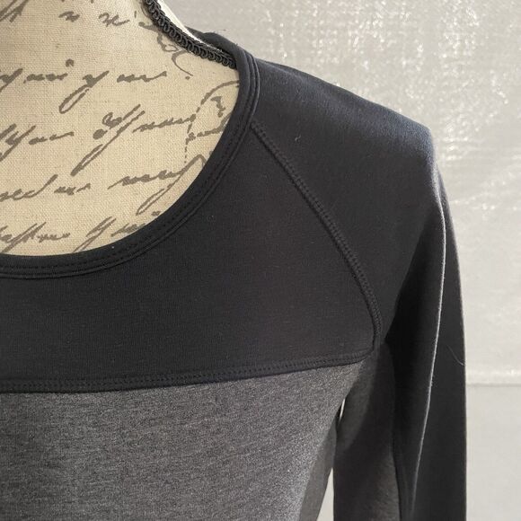 Athleta Dress Size Small Gray Black Color-block OMEGA Long Sleeve Bodycon Knit - Picture 2 of 11